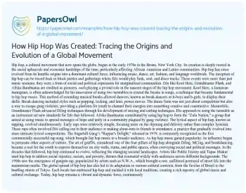 Essay on How Hip Hop was Created: Tracing the Origins and Evolution of a Global Movement