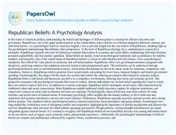 Essay on Republican Beliefs: a Psychology Analysis