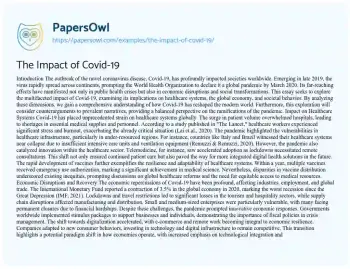 Essay on The Impact of Covid-19