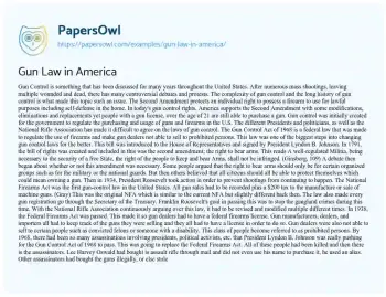 Essay on Gun Law in America