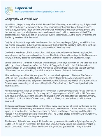 Essay on Geography of World War i