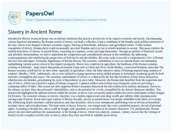 Essay on Slavery in Ancient Rome