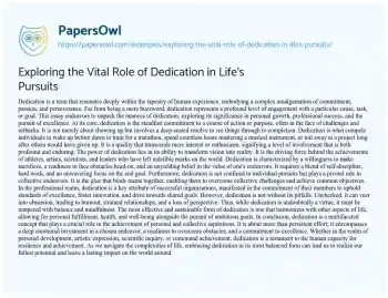 Essay on Exploring the Vital Role of Dedication in Life’s Pursuits