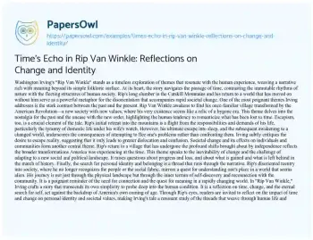 Essay on Time’s Echo in Rip Van Winkle: Reflections on Change and Identity