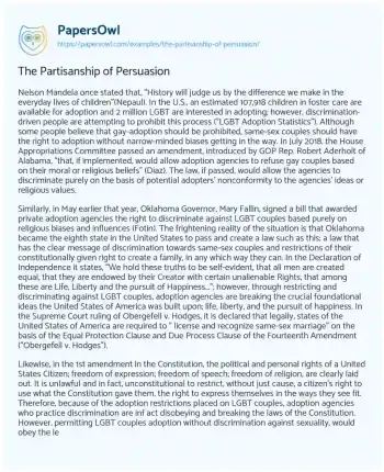 Essay on The Partisanship of Persuasion