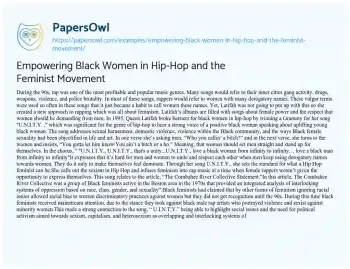 Essay on Empowering Black Women in Hip-Hop and the Feminist Movement