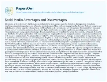 Essay on Social Media: Advantages and Disadvantages