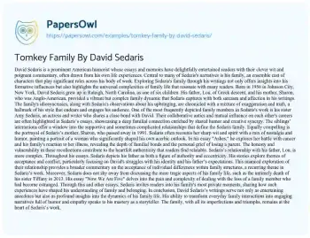 Essay on Tomkey Family by David Sedaris