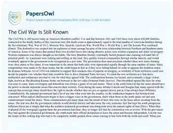 Essay on The Civil War is Still Known