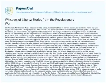 Essay on Whispers of Liberty: Stories from the Revolutionary War