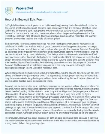 Essay on Heorot in Beowulf Epic Poem