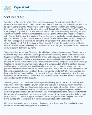 Essay on Saint Joan of Arc