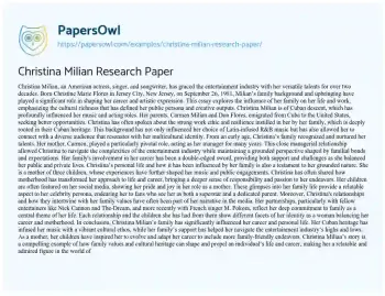 Essay on Christina Milian Research Paper