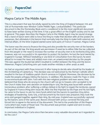 Essay on Magna Carta in the Middle Ages