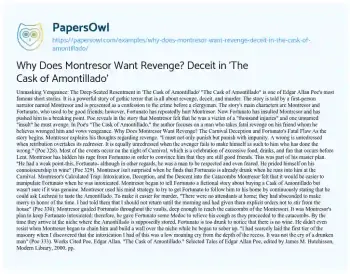 Essay on Why does Montresor Want Revenge? Deceit in ‘The Cask of Amontillado’