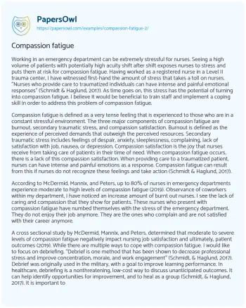 Essay on Compassion Fatigue