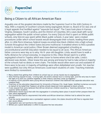 Essay on Being a Citizen to all African American Race