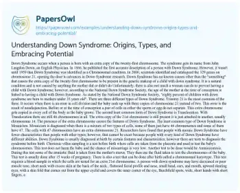 Essay on Understanding down Syndrome: Origins, Types, and Embracing Potential