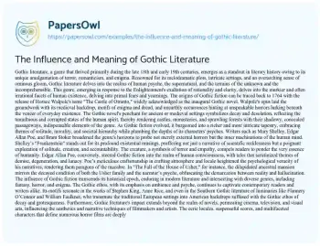 Essay on The Influence and Meaning of Gothic Literature