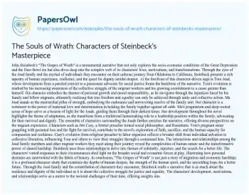 Essay on The Souls of Wrath: Characters of Steinbeck’s Masterpiece