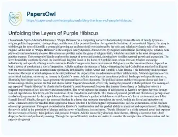 Essay on Unfolding the Layers of Purple Hibiscus