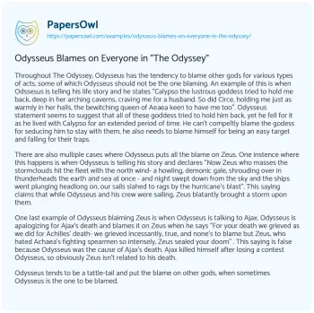 Essay on Odysseus Blames on Everyone in “The Odyssey”