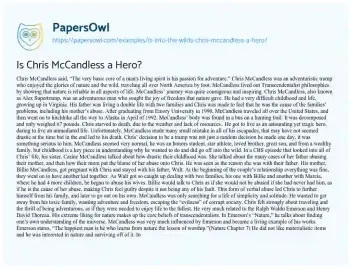 Essay on Is Chris McCandless a Hero?