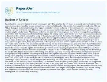 Essay on Racism in Soccer