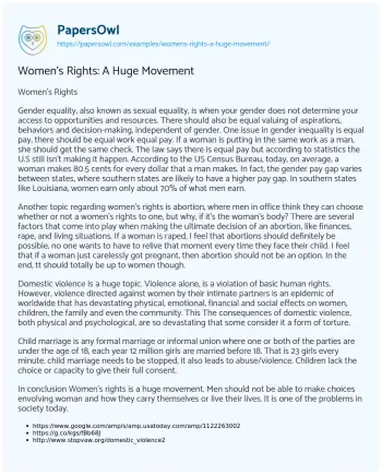 Essay on Women’s Rights: a Huge Movement