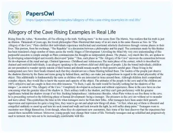 Essay on Allegory of the Cave Examples in Real Life