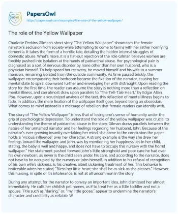 Essay on The Role of the Yellow Wallpaper