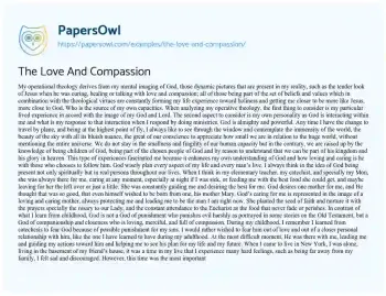 Essay on The Love and Compassion