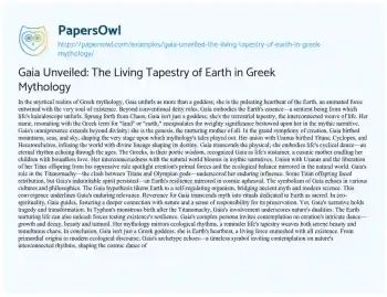 Essay on Gaia Unveiled: the Living Tapestry of Earth in Greek Mythology