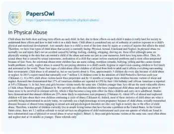 Essay on In Physical Abuse