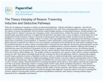 Essay on The Theory Interplay of Reason: Traversing Inductive and Deductive Pathways