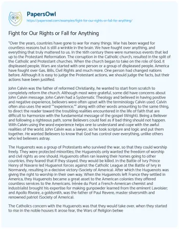 Essay on Fight for our Rights or Fall for Anything