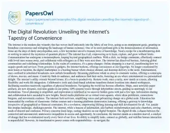 Essay on The Digital Revolution: Unveiling the Internet’s Tapestry of Convenience