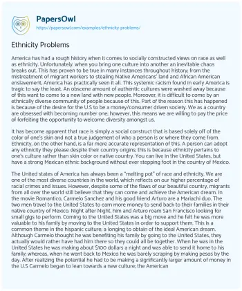 Essay on Ethnicity Problems