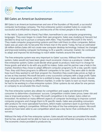 Essay on Bill Gates an American Businessman