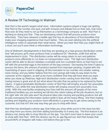 Essay on A Review of Technology in Walmart