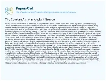 Essay on The Spartan Army in Ancient Greece