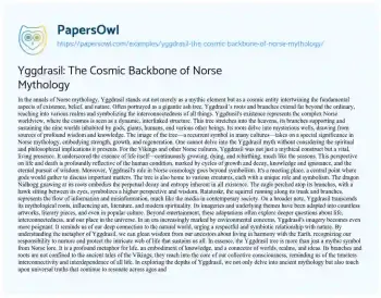 Essay on Yggdrasil: the Cosmic Backbone of Norse Mythology