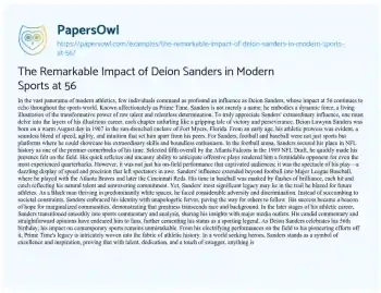 Essay on The Remarkable Impact of Deion Sanders in Modern Sports at 56