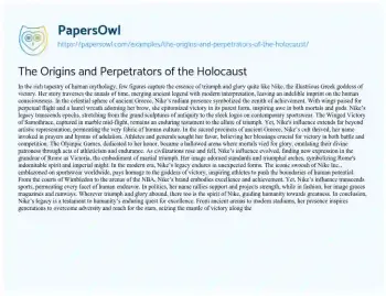 Essay on The Origins and Perpetrators of the Holocaust