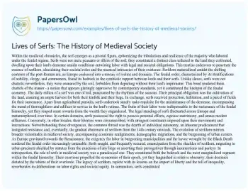 Essay on Lives of Serfs: the History of Medieval Society