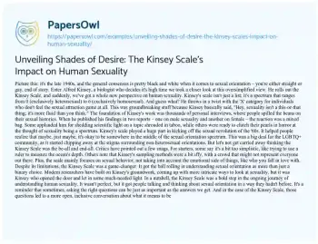 Essay on Unveiling Shades of Desire: the Kinsey Scale’s Impact on Human Sexuality