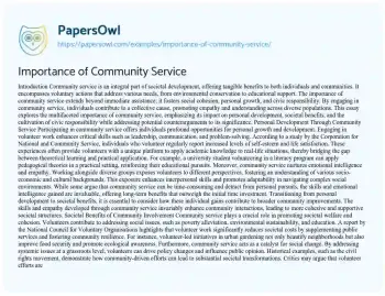 Essay on Importance of Community Service