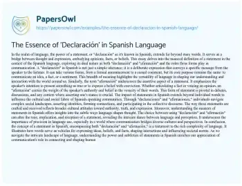 Essay on The Essence of ‘Declaración’ in Spanish Language