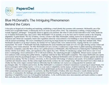 Essay on Blue McDonald’s: the Intriguing Phenomenon Behind the Colors