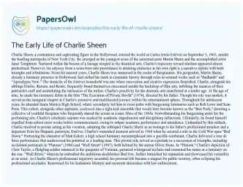 Essay on The Early Life of Charlie Sheen